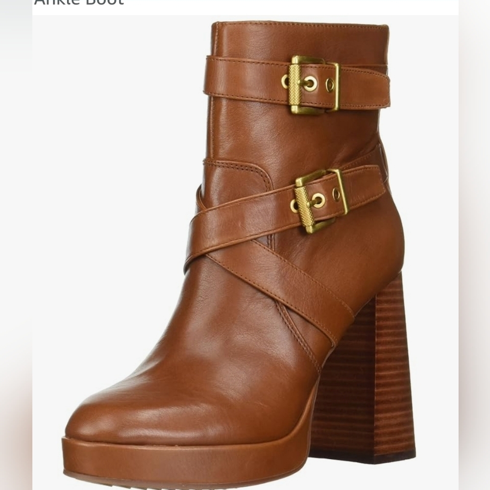 Vince Camuto Brown Leather Platform Ankle Boots